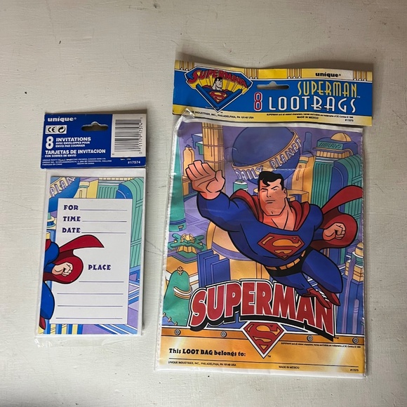 NEW Vintage 1996 Superman Party Invitations & Party Bags 90s - Picture 6 of 6